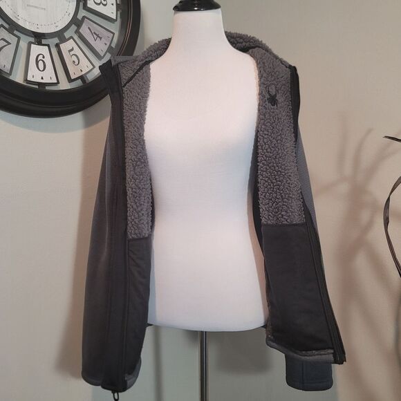 Spyder Gray Full Zip  Knit Jacket Size Small Petite - Picture 7 of 13